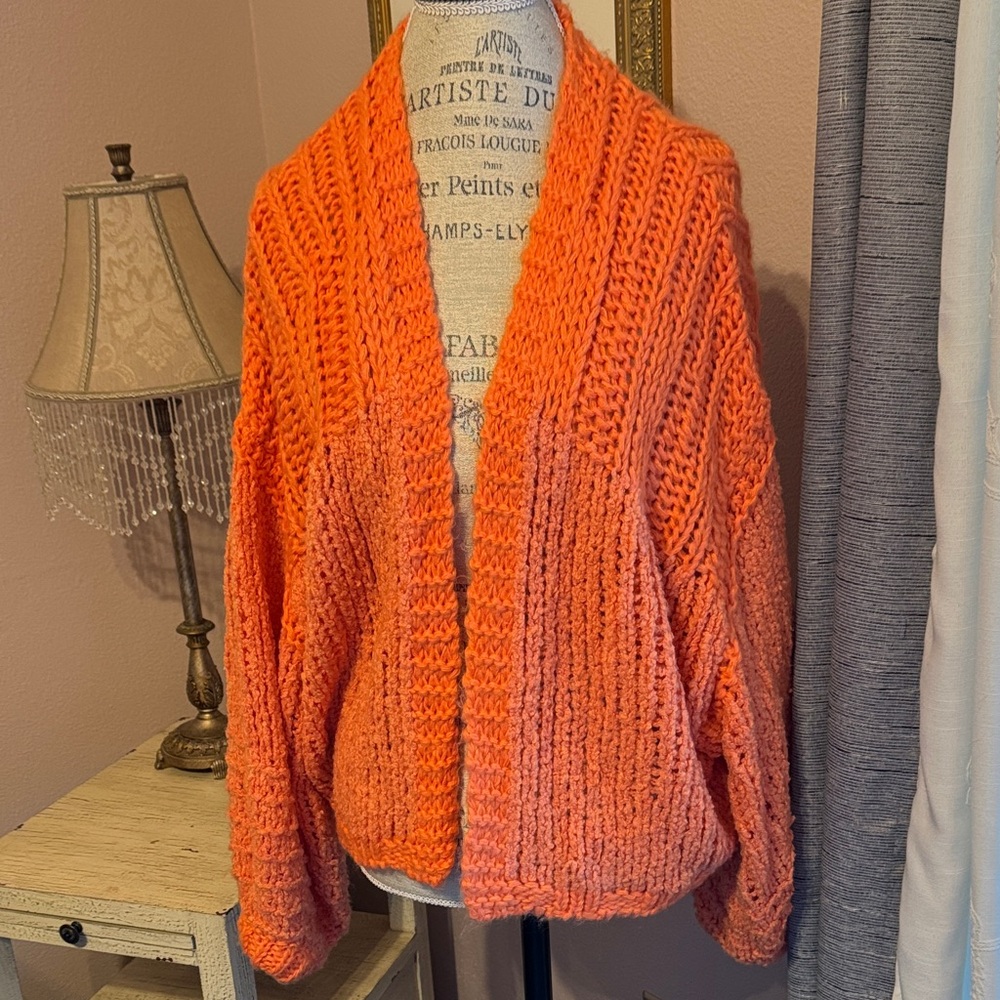 Free People Vibrant Orange Cardigan